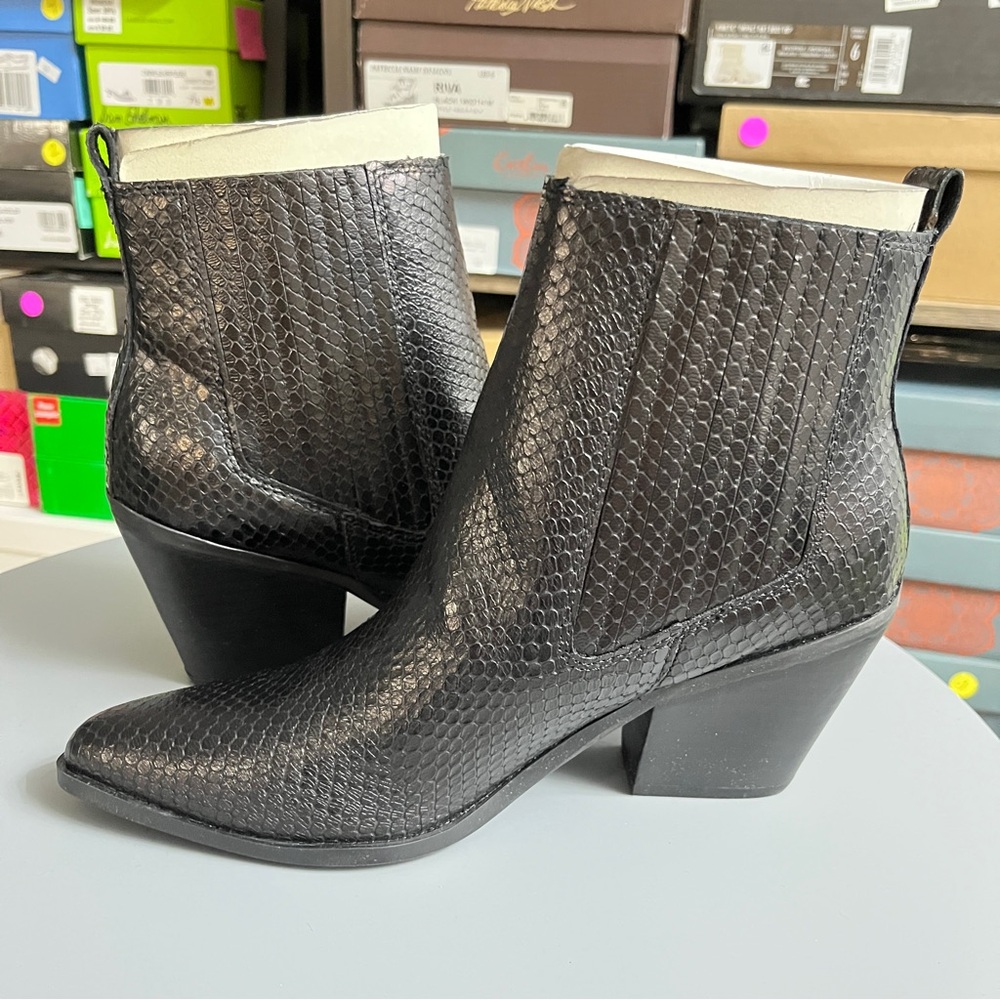 Nine West Black Snake Print Ankle Boots